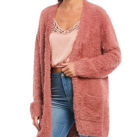 Free People Faux Fur Teddy Boyfriend Cardigan - Picture 1 of 6
